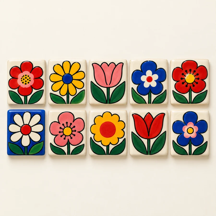 Flower Power Tiles, 10-piece set